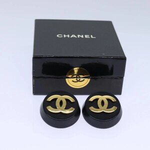 AUTHENTIC CHANEL COCO Mark Earring metal Gold CC